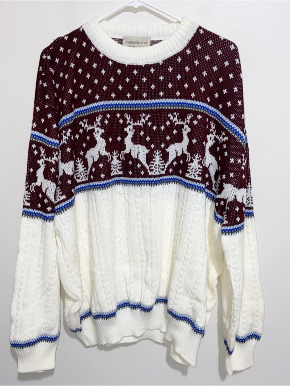 Hardwood & Pine Sweater Mens 2X Nordic Deer Reindeer Fair Isle Holiday Vintage